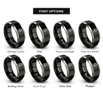 font options for inside engraving on black & silver nail rings