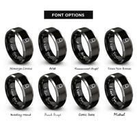 font options for inside engraving on black & silver nail rings