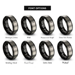 font options for inside engraving on black & grey nail rings