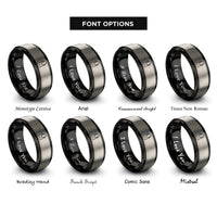 font options for inside engraving on black & grey nail rings