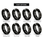 font options for inside engraving on black & grey nail rings