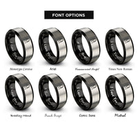 font options for inside engraving on black & gray nail rings