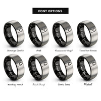 font options for inside engraving on black & gray nail rings