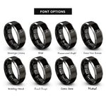 font options for inside engraving on black & gray nail rings