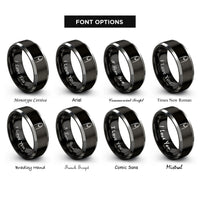 font options for inside engraving on black & gray nail rings