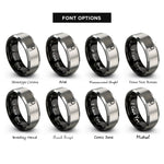 font options for inside engraving on black & silver nail rings