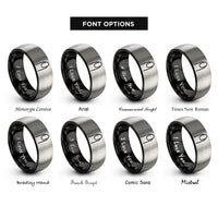 font options for inside engraving on black & silver nail rings