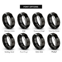 font options for inside engraving on black & silver nail rings