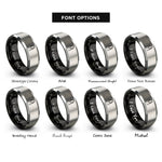 font options for inside engraving on black & silver nail rings