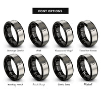 font options for inside engraving on black & grey nail rings