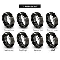 font options for inside engraving on black & gray nail clippers rings