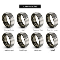 font options for inside engraving on gunmetal & gray nail clippers rings