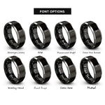 font options for inside engraving on black & grey nail file rings