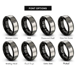 font options for inside engraving on black & silver nail file rings