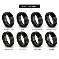 font options for inside engraving on black nail file rings