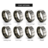 font options for inside engraving on gunmetal & grey nail file rings