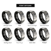 font options for inside engraving on black & silver nail gun rings