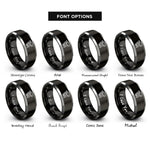 font options for inside engraving on black & silver nail gun rings