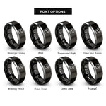 font options for inside engraving on black & gray nail gun rings