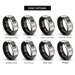 font options for inside engraving on black & gray nail gun rings