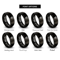 font options for inside engraving on black nail gun rings
