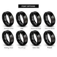 font options for inside engraving on black nail gun rings