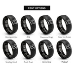 font options for inside engraving on black nail gun rings