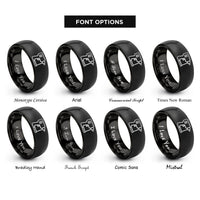 font options for inside engraving on black nail gun rings