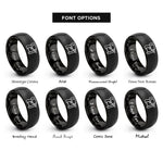 font options for inside engraving on black nail gun rings