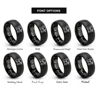 font options for inside engraving on black nail gun rings