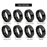 font options for inside engraving on black nail gun rings