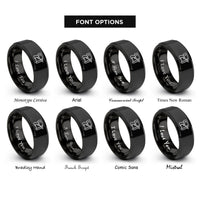 font options for inside engraving on black nail gun rings
