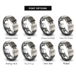 font options for inside engraving on grey nail gun rings