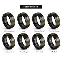font options for inside engraving on gunmetal & black nail gun rings