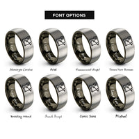 font options for inside engraving on gunmetal & grey nail gun rings