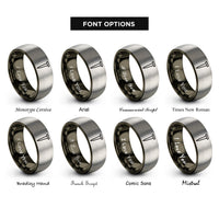 font options for inside engraving on gunmetal & silver nail rings