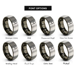 font options for inside engraving on gunmetal & gray nail rings