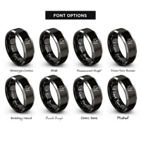 font options for inside engraving on black & gray nail painting rings