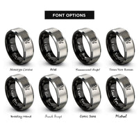 font options for inside engraving on black & gray nail painting rings