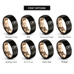 font options for inside engraving on black & rose gold nail polish bottle rings