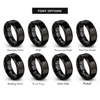 font options for inside engraving on black nail polish bottle rings