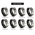font options for inside engraving on black & gray nail tips icon rings