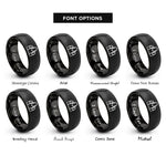 font options for inside engraving on black nail tips icon rings