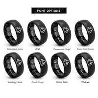 font options for inside engraving on black nail tips icon rings