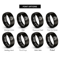 font options for inside engraving on black nail tips icon rings