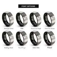 font options for inside engraving on black & silver nakiri knife rings