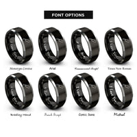 font options for inside engraving on black & gray nakiri knife rings