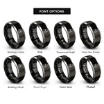font options for inside engraving on black & silver nasal helmet rings