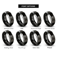 font options for inside engraving on black & silver nasal helmet rings