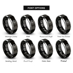 font options for inside engraving on black & gray national park entrance rings